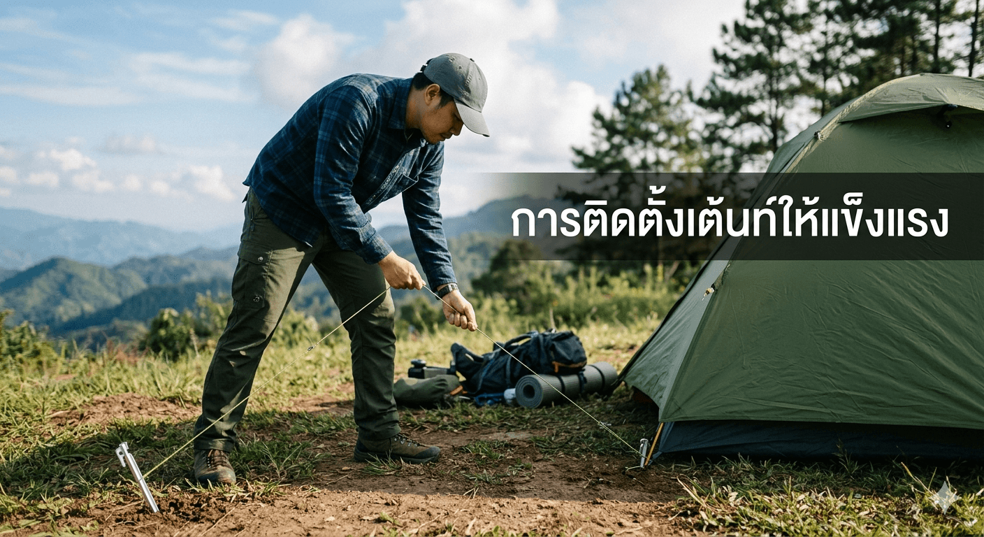 การติดตั้งเต้นท์ให้เเข็งเเรง